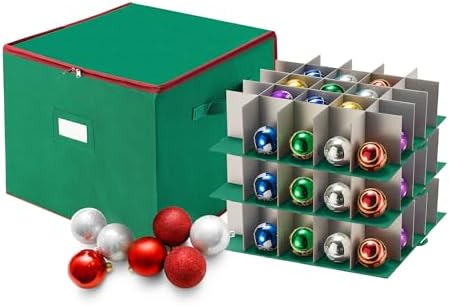 Tiny Tim Totes Christmas Storage Box with Zip Top, Large Ornaments storage box, holds up to 75 ornaments, Green by Tiny+Tim+Totes