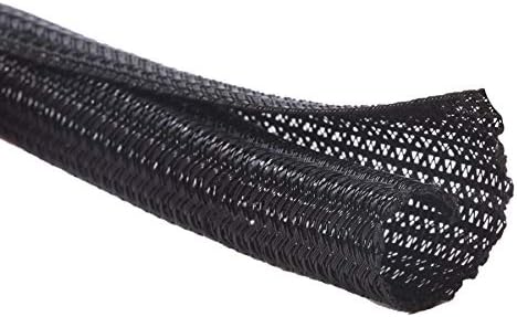 Alex Tech 6.6ft - 1.5 inch Cord Protector Wire Loom Tubing Cable Sleeve Split Sleeving for USB Cable Power Cord Audio Video Cable - Protect Cat from Chewing Cords - Black by AlexTech