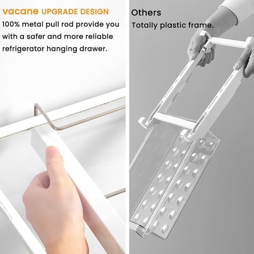 vacane Deeper Refrigerator Drawers, Adjustable Refrigerator Shelf 14-19.5 Inches Large Fridge Drawer Organizer Pull Out, Deli Meat Container for Produce, Cheese, Bacon-XL - Image 5