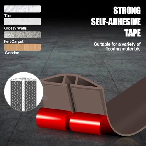 Floor Cord Cover Cable Cavity Self Adhesive Cord Hider Floor Floor Cable Management Power Cord Protector Floor Electric Cord Covers for Offices, Gym, Exhibitions (CoffeeBrown, 2.36" x 10') - Image 4
