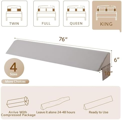Bedluxe King Bed Wedge Pillow for Headboard, Fill The Gap (0-7") - Image 4