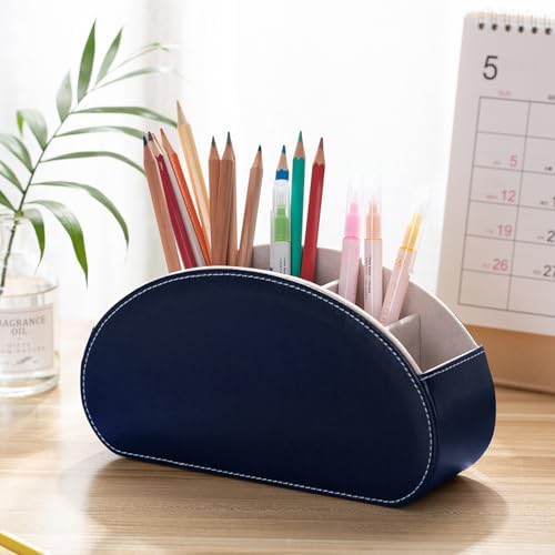 Remote Control Holders Organizer Box with 5 Compartment PU Leather Caddy - Image 5