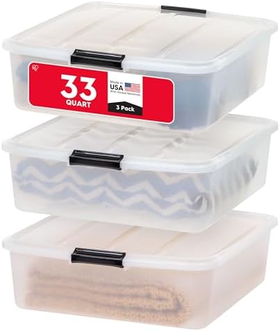 IRIS USA 3-Pack, 33 Qt. Under Bed Storage Bin with Lids, Clear by Unknown