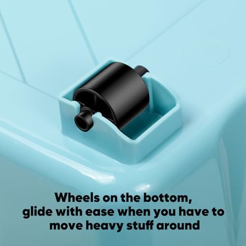 Nazhura 72 Quart Plastic Storage Bin, Stackable and Nestable Storage Boxes with Lids and Secure Latching Buckles, Large Storage Container (Blue, 72Quart-6Pack) - Image 4