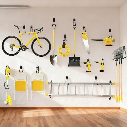 8 Pack Garage Hooks Heavy Duty with Anti-Slip Coating, Steel Utility Ladder Hooks for Hanging Garden Tools, Hoses, Ropes, Bikes and More (5.3in) - Image 5