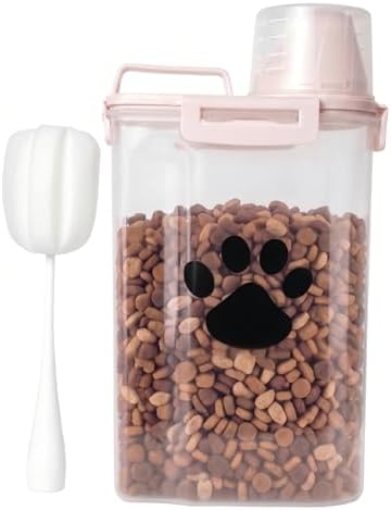 Dog Storage Container with Cleaning Brush and Measuring Cup by Kapituem