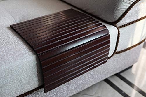 GEHE Sofa Arm Tray Table Flexible/Foldable Couch Arm Tray Armrest Table Perfect for Drink Snacks Great Arm Table for Couch Armrest (16.5" L x 13.25" W x 0.4" H, Mahogany) - Image 4
