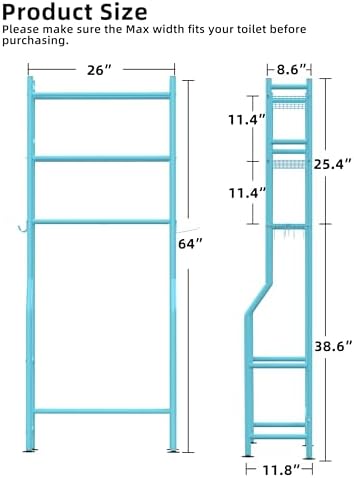 Livilord 3-Tier Over Toilet Storage, Anti-Tip, Blue - Image 3