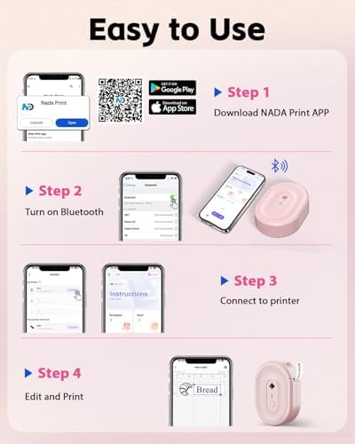 N12 Label Maker Machine with 1 Tape Bluetooth Label Printer, Pink - Image 2