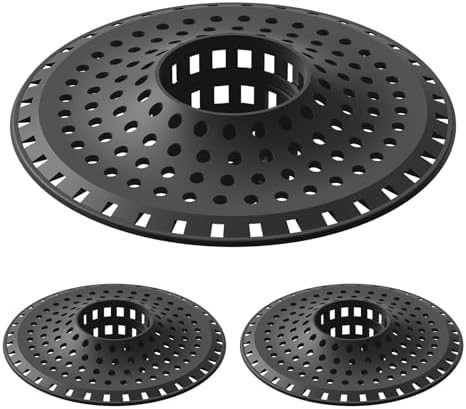 Aluvor Shower Hair Drain Catcher, Silicone Bathtub Drain Hair Catcher Strainer, All-in-one Tub Hair Catcher Drain Protector for 1.48'' to 1.76'' Regular Drains, 3PCS/Black by SayGoodbyetoHairClogging