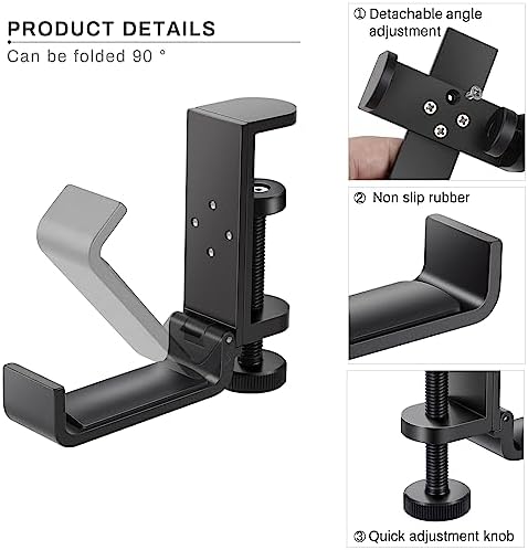 All Aluminum Foldable Headphone Holder for Desk, Black - Image 5