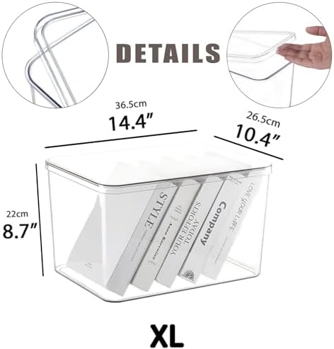 Clear plastic storage bins with LIDS,storage containers for snacks, cosmetics, books, dog food, Storage Organizer for Nursery，Kitchen, Living room,Bedroom, Bathroom, Office (clear, 4XL) - Image 5