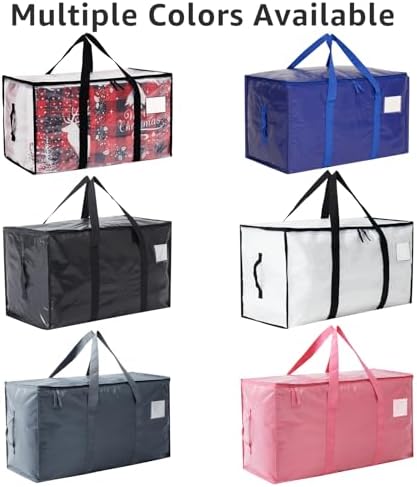 Moving Bags Heavy Duty Extra Large, Moving Boxes, Moving Supplies Essentials, Blue Storage Bins with Lids, Plastic Packing Totes, Storage Bags for Clothes with Handles & Zippers(Black, 6 Pack) - Image 2