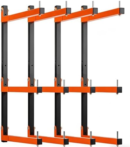 4 Pack Lumber Rack Wall Mount, Heavy Duty Wood Storage Racks, 6-Level System Organizer Shelving, 720 LBS Capacity Hanging Garage Shelves, Orange Brackets Utility Metal Shelf for Indoor and Outdoor by StorageRacks