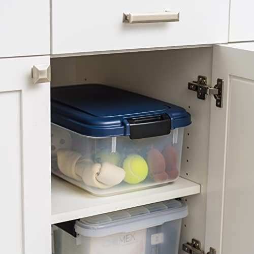IRIS USA Airtight Dog Food Storage Container, Up to 14 lbs, Dog Cat Bird and Other Pet Food Treats Storage Bin, Dog Cat Wet Food Cans, Keep Fresh, BPA Free, Stackable, Navy - Image 6
