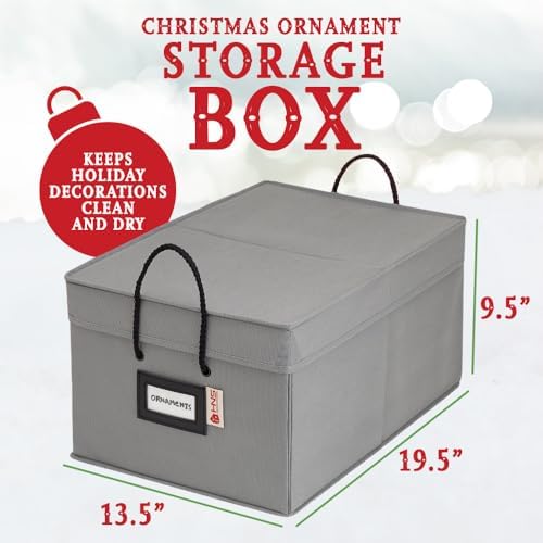 HOLDN’ STORAGE Christmas Ornament Storage Box with Dividers, Holds 72 Ornaments (3 Inch), Large Ball Storage Container with 3 Removable Trays, Durable and Portable - Gray - Image 5