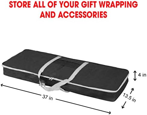 Christmas Gift Wrap Organizer | Wrapping Paper Storage Container Box (37” x 14” x 4”) Constructed of Durable 600D Oxford Material (Black) - Image 2