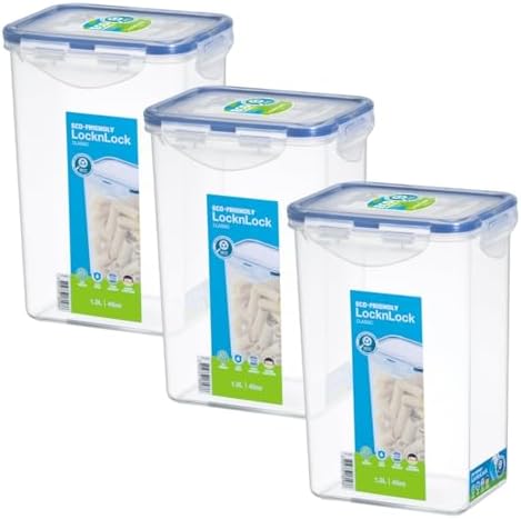 (Pack of 3) LOCK & LOCK Airtight Rectangular Tall Food Storage Container 43.96-oz / 5.49-cup by LocknLock