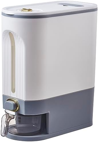 Sooyee 22 Lbs Rice Dispenser with Measuring Cup, White and Grey by Sooyee