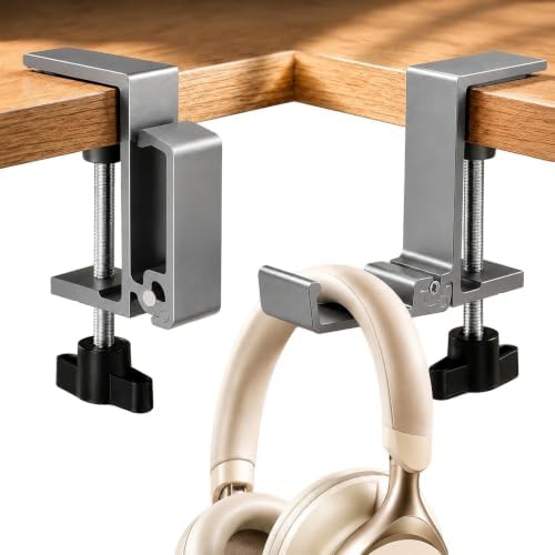 JAKO Headphone Stand for Desk, Aluminum Alloy Foldable Headphone Holder - Headset Stand Hook Mount, PC Gaming Headset Holder Under Desk Clamp for Office, Computer, Student Class Table, Handmade Table by JAKO