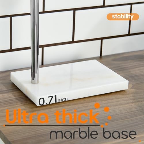 Towel Holder Chrome for Bathroom Vanity Countertop 1-Tier Towel Rack Stand with Heavy Marble Base Thicken Steady, Polished Stainless Steel AN7002CH - Image 6