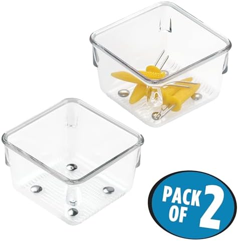 iDesign Linus Plastic Drawer Organizer, 3" x 3" x 2", Set of 2, Clear - Image 6