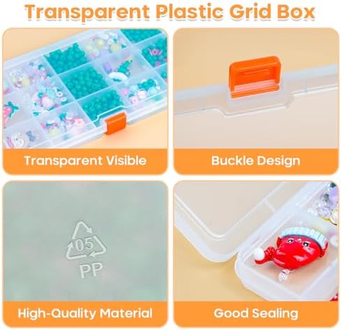 Moon Magpie 2PACK Extra Thick Bead Organizers, 15 Grid Mini Clear Plastic Storage Box Craft Containers for Nail jewelry rhinestones DIY Supply Case - Image 4