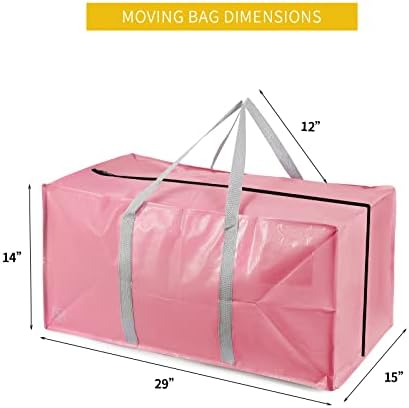 Heavy Duty Extra Large Moving Bags with Extra Long Handles -Includes Backpack Straps - Easy Storage For Space Saving (Pink-6 Bag) - Image 6