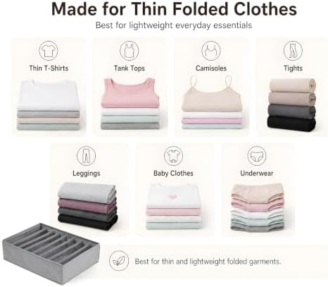 Qozary 4 Pack Drawer Organizers for Clothing, 8 Grids Foldable Closet Organizers and Storage Bins for Bedroom, Dresser Organizer Boxes for Thin T-shirts, Tank Tops, Camisoles, Tights, Leggings - Image 5
