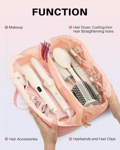 Hair Tools Travel Bag with Heat Resistant Mat, Hot Tools Case, Pink - Image 2