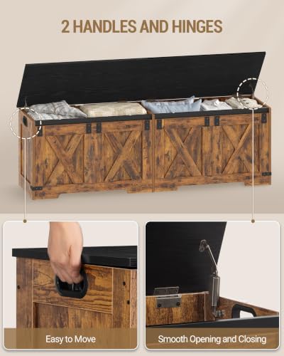 Hzuaneri 59 inches Farmhouse Storage Chest and Bench | 70 Gal | 330lb Seat - Image 6