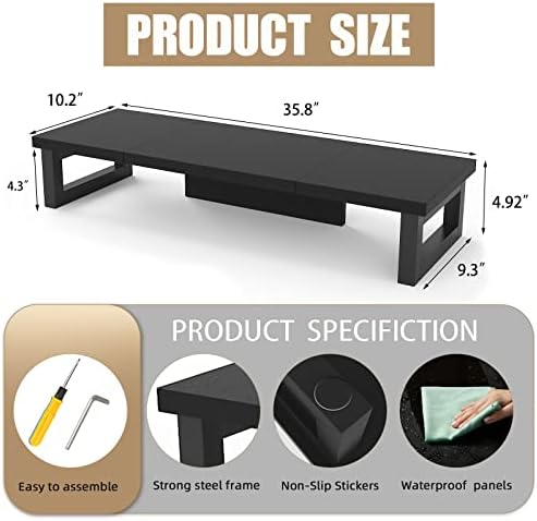 WESTREE Dual Monitor Stand Riser, Wood and Steel Monitor Stand Riser, Computer Monitor Stand for 2 Monitors, Multi-Purpose Desktop Storage Stand for Computer,Laptop,Printer,TV (Pack of 2) - Image 6