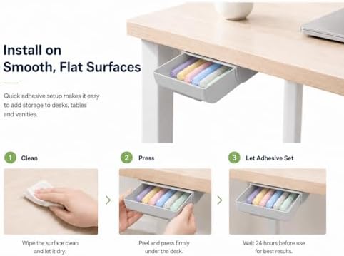 Under Desk Drawer, 2 Pack Self Adhesive Slide Out Desk Storage Drawers - Image 4