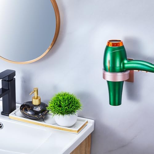 Blow Dryer Holder Wall Mounted, hairdryer holder for bathroom, Blow Dryer Organizer, hair tool organizer wall mount, Adhesive Hair Dryer Storage for Bathroom Barber Shop (Rose Gold) - Image 3