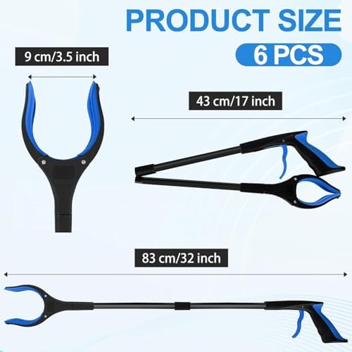Grabber Reacher Tool - 32” Extra Long Foldable Gripper and Reaching Tool - Heavy Duty Pick Up Stick Grabbers for Seniors, Trash, Surgery Recovery Must Haves Gifts (Black Blue) - Image 2