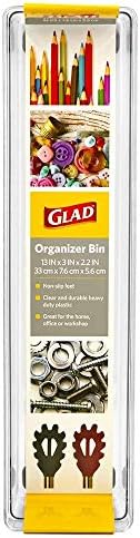 Glad Plastic Drawer Storage Tray – Heavy Duty Organizer Bin for Home, Kitchen, Bath, Bedroom, Office | Non-Slip Feet, 13" x 3.25", Clear - Image 4