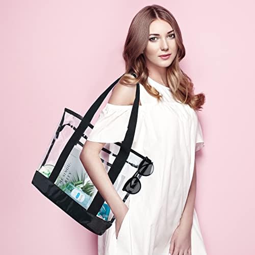 BORMELUN clear tote bag,Purse handle with zipper for work plastic transparent see through women - Image 2