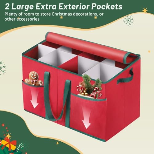 EverMerry Nutcracker Storage Containers and Figurine Collectibles Storage Box， Large Ornament Storage Organizer Stores Up to 8 Holiday Christmas Nutcrackers Figurines-Carolers Ornaments Red/15 Inches - Image 6