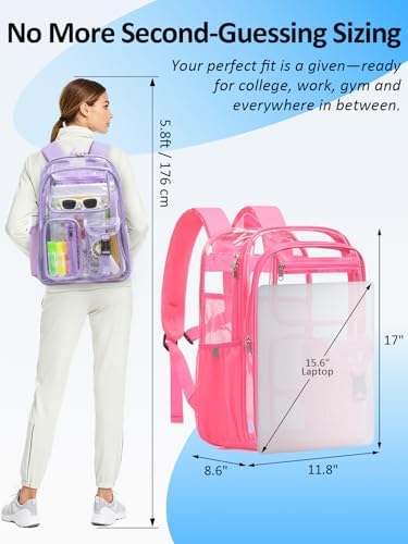 Clear Backpack for School, 17" Heavy Duty Double-Layer Clear Bookbag - Image 3