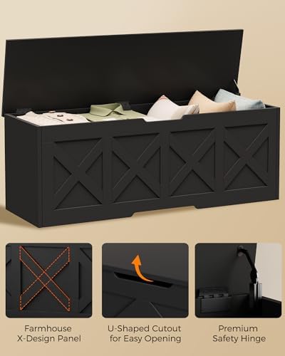 Homleke 47.2" Extra-Large Wooden Storage Chest, Farmhouse Storage Bench - Image 6