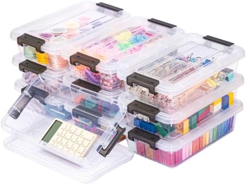 Small Storage Bins with Lids 10 Pack 3Qt Clear Stackable Containers Boxes by Outuxed