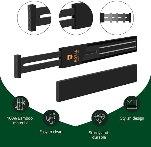 Bamboo Drawer Dividers Organizers, Adjustable Drawer Separator Splitters, 17–22 Inches Expandable Drawer Divider Organizer for Large Utensils, Kitchen, Bedroom, Dresser & Office Drawers 4-Pack, Black - Image 4