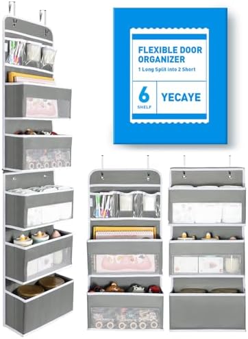 Yecaye Over the Door Storage Organizer for Nursery Closet 6 Tier Grey by Yecaye
