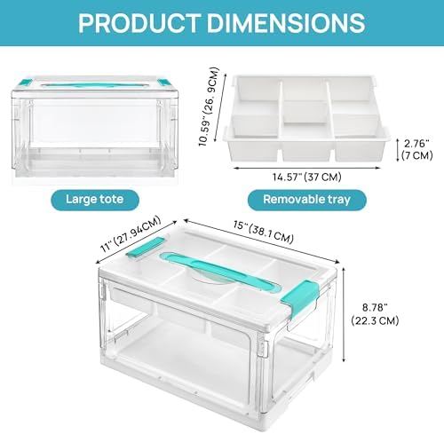 Vtopmart 24 QT Clear Plastic Craft Storage Box with Tray & Dividers, 2 Pack - Image 2