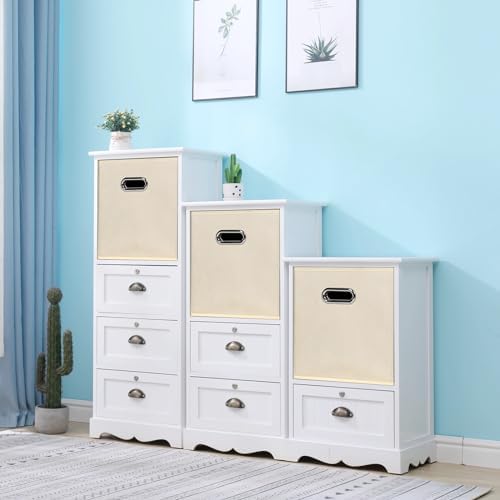 Black Foldable Storage Cubes Bins, Fabric Storage Box Cubes Organizer Baskets with Dual Handles for Home Organizer,Set of 3,(Creamy-White) - Image 4