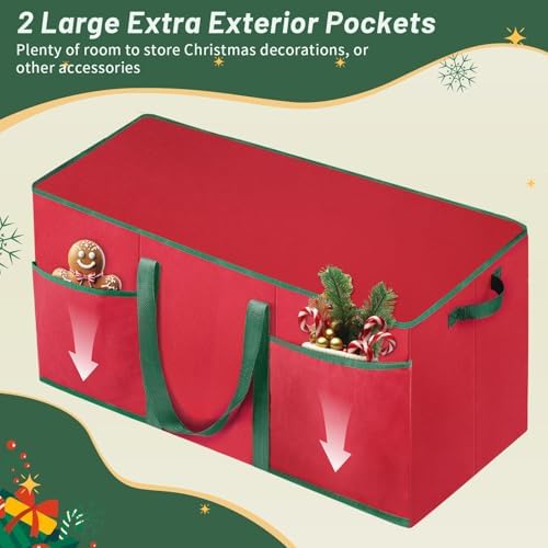 EverMerry Nutcracker and Figurine Collectibles Storage Box， Large Ornament Storage Organizer Stores Up to 12 Holiday Figurines-Carolers, Santa Figure, or Nut Cracker Ornaments (Red/15 Inches) - Image 6
