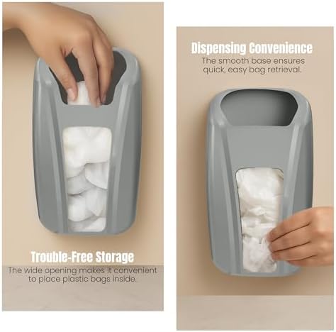 KICHLY Plastic Bags Holder, Durable Grocery Plastics Dispenser, Storage Organizer & Saver for Grocery, Shopping & Trash Bags, Wall Mount, Grey - Image 6