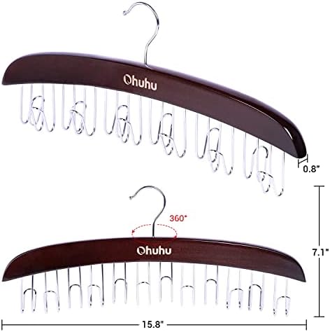 Ohuhu Belt Hanger 2-Pack 12 Hooks Wooden 360° Rotating Closet Organizer - Image 5