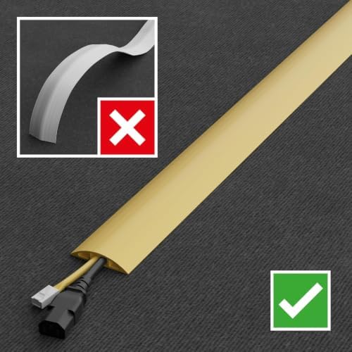 D-Line 15ft Floor Cord Cover, Cable Protector, Hide Extension Cords, Protect Cords, Prevent Cable Trips, Heavy Duty Cord Hider - Cable Cavity = 0.63" (W) x 0.31" (H) - Safety Yellow - Image 6