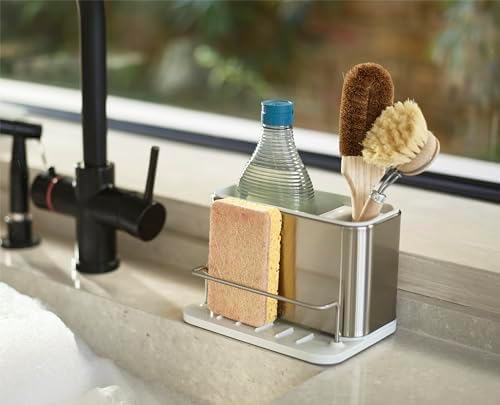 Joseph Joseph Surface Stainless Steel Caddy Sink Area Organizer and Sponge Holder, Stone - Image 4
